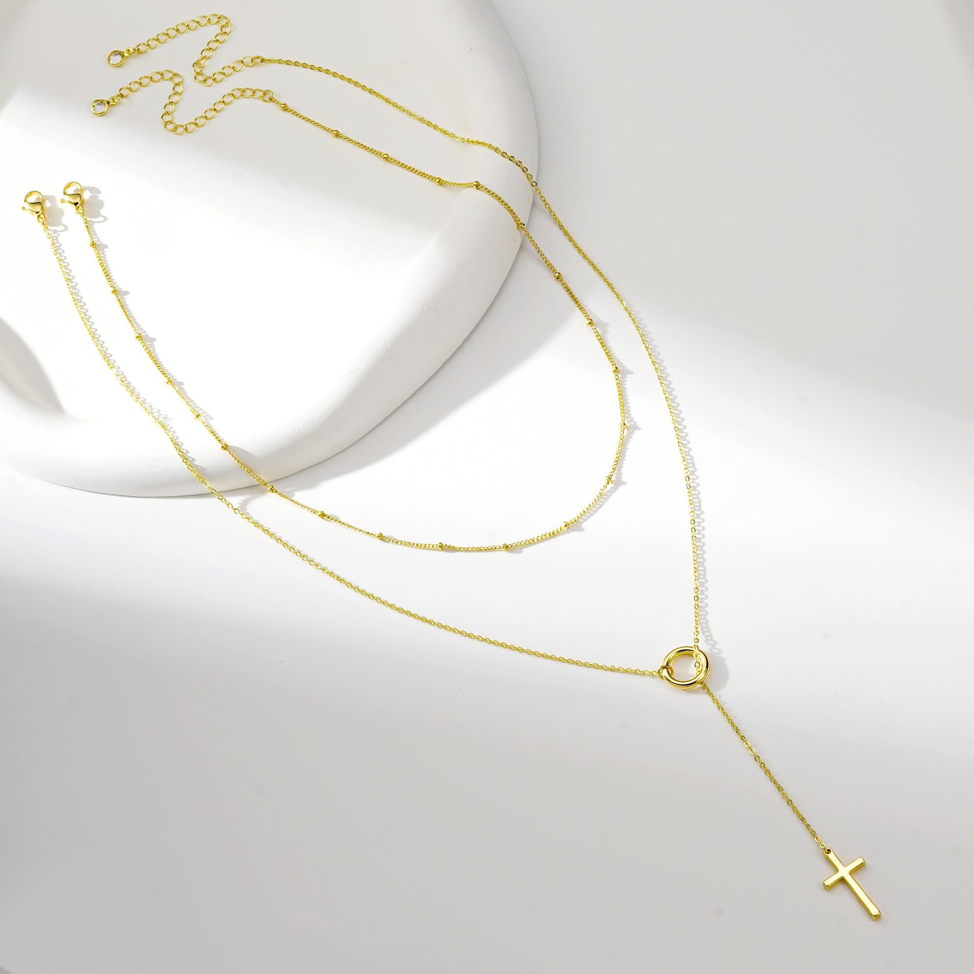 2025 New Arrival Women Niche Designed Y Shaped Cross Pendant Necklace Trendy Unique Jewelry
