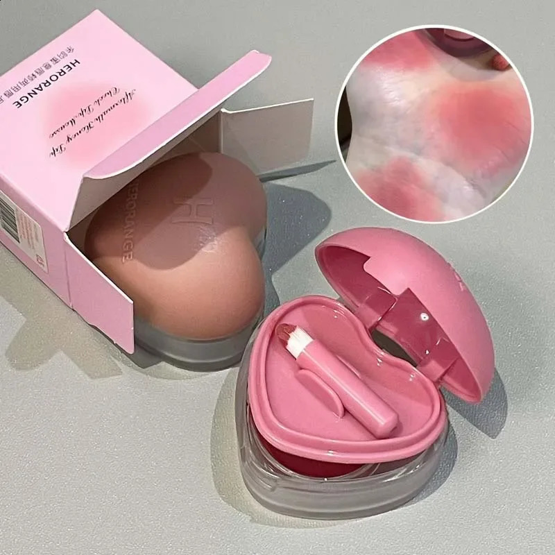 Heart-shaped Blush Cream Lip Cheek Dual-purpose Lip Mud Lipstick Natural Plum Rose Coral Red Matte Monochrome Blusher Cream 250815