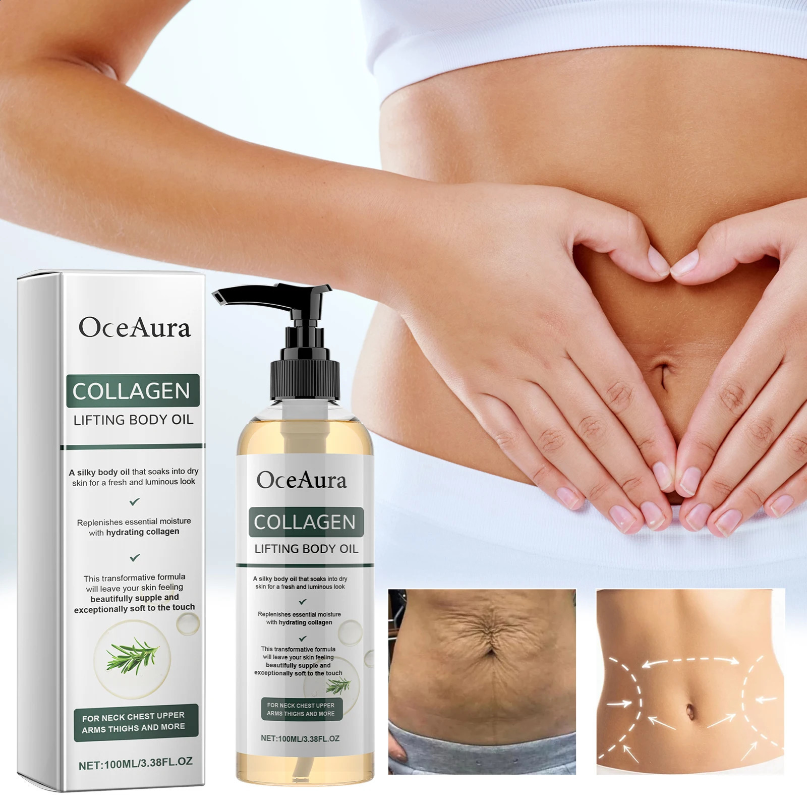 OceAura Collagen Body Oil izing and izing Whole Body Massage Essential Oil for Dry Skin izer Hydrating 250812