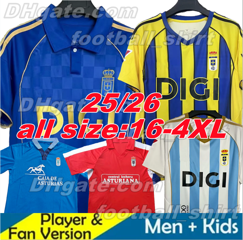 25 26 Real Oviedo S. CAZORLA Soccer Jerseys 1926 1990 1991 1992 Retro JIMMY BORJA 2025 2026 maillots de foot HUGO ALEMAO SEOANE MOYANO PAULINO Football Shirts Men kids