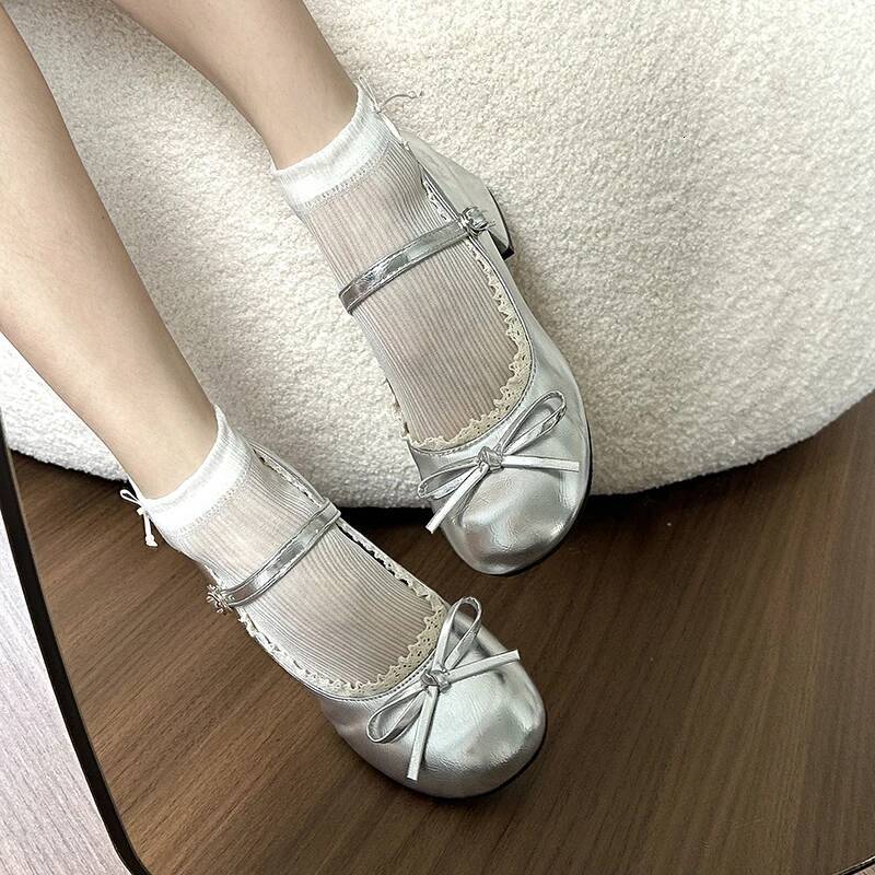 Sring Autumn Women Mary Jane Fashion Butterfly-knot Dress Ladies Concise Outdoor Thick Heel Leather Shoes ddmysaturn