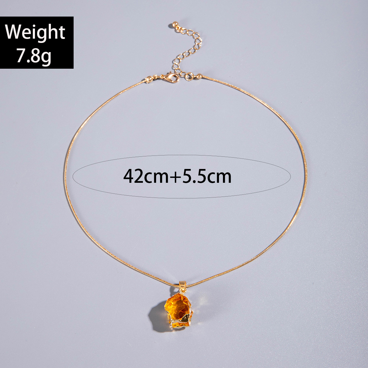 European American Stylish Golden Iron Necklace with Colorful Crystal Pendant Versatile Fashion Jewelry for Women Everyday Elegance