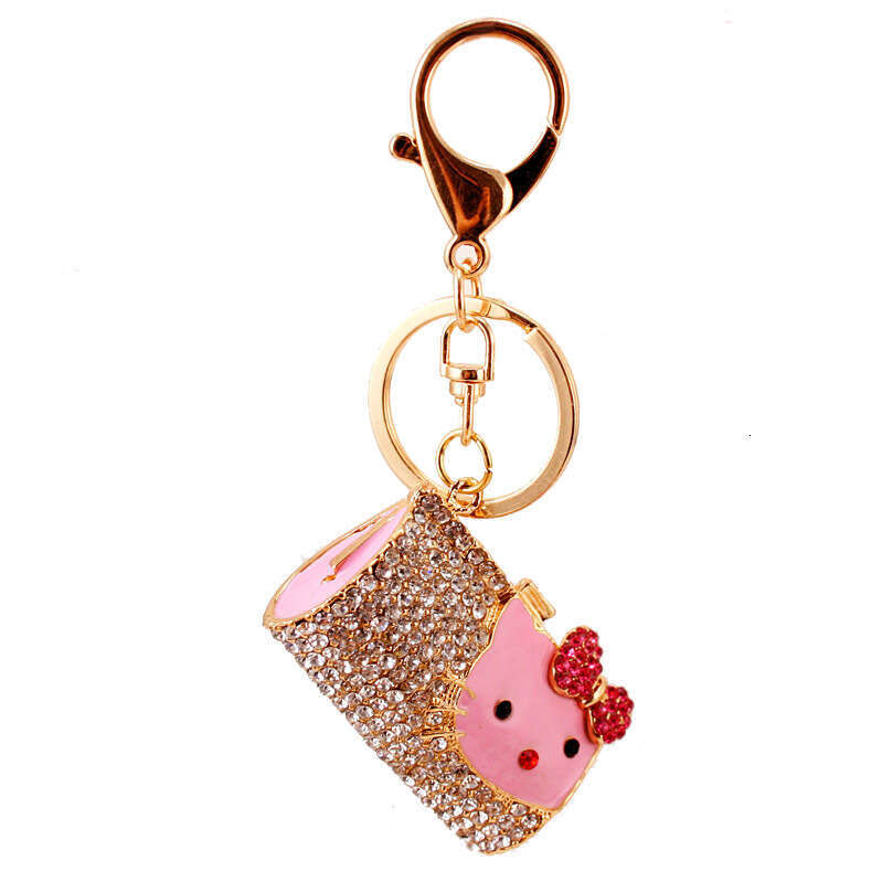 Fashion Creative Cute Dia-Encrusted Cartoon Cat Head Handbag Keychain Metal Pendant Accessory 459