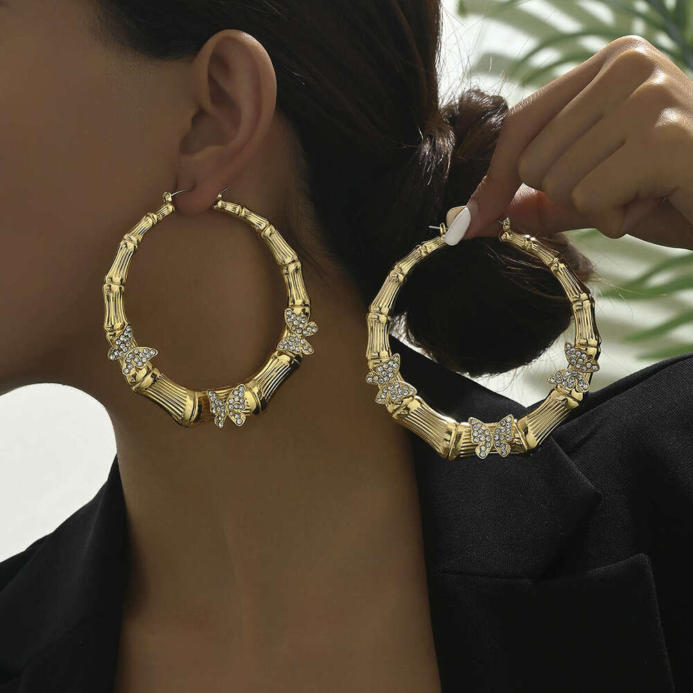 Women's Niche Butterfly Large Hoop Design Stud Versatile Elegant Earrings