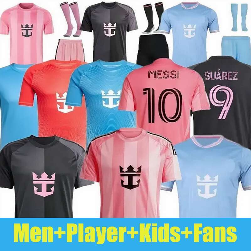 25 26 Miami Jerseys MESSI SUAREZ ALLENDE PAUL CREMASCHI RODRIGUEZ WEIGANDT AVILES MELLI CALLENDER Child Full Soccer Kit Including Matched Home/Away Shirts