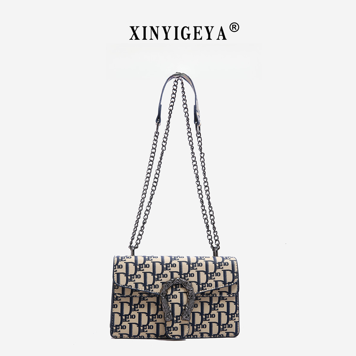 Fashion Letter Women's Luxury Chain Shoulder Bag Free Shipping Designer New Retro Printed Shoulder Bag Crossbody Small Square Bag Casual Makeup B