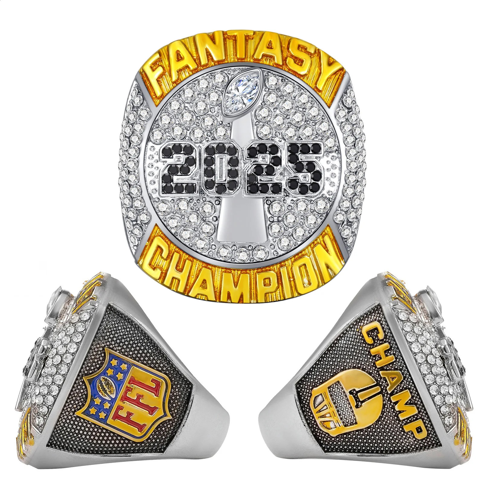 2025 Commemorative Ring Stainless Steel ring for boyfriend gift Champion accessories for Fantasy football fans gift 250812