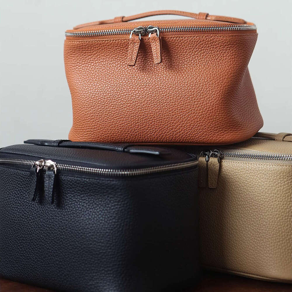Cowhide Tool Box Bag Portable Large Capacity Travel Professional Business Trip Handheld Makeup Case Storage