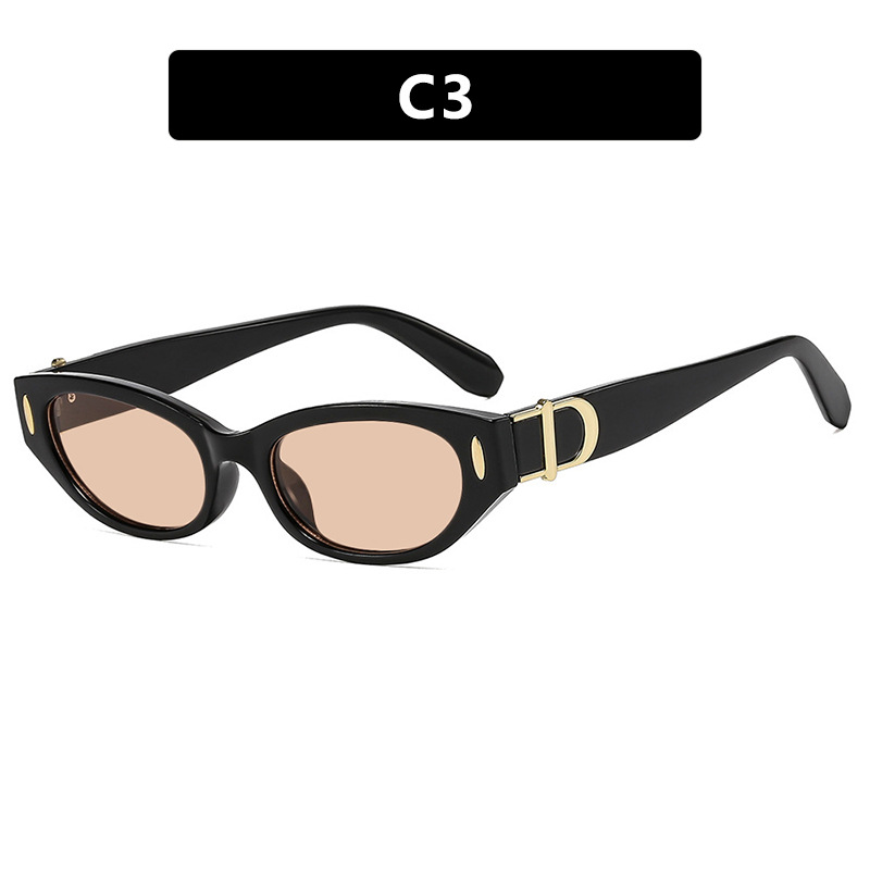 2025 New Arrival Women Small Frame Cat Eye Sunglasses with Rhinestone Accents Trendy European American Street Style UV Protective Sunnies