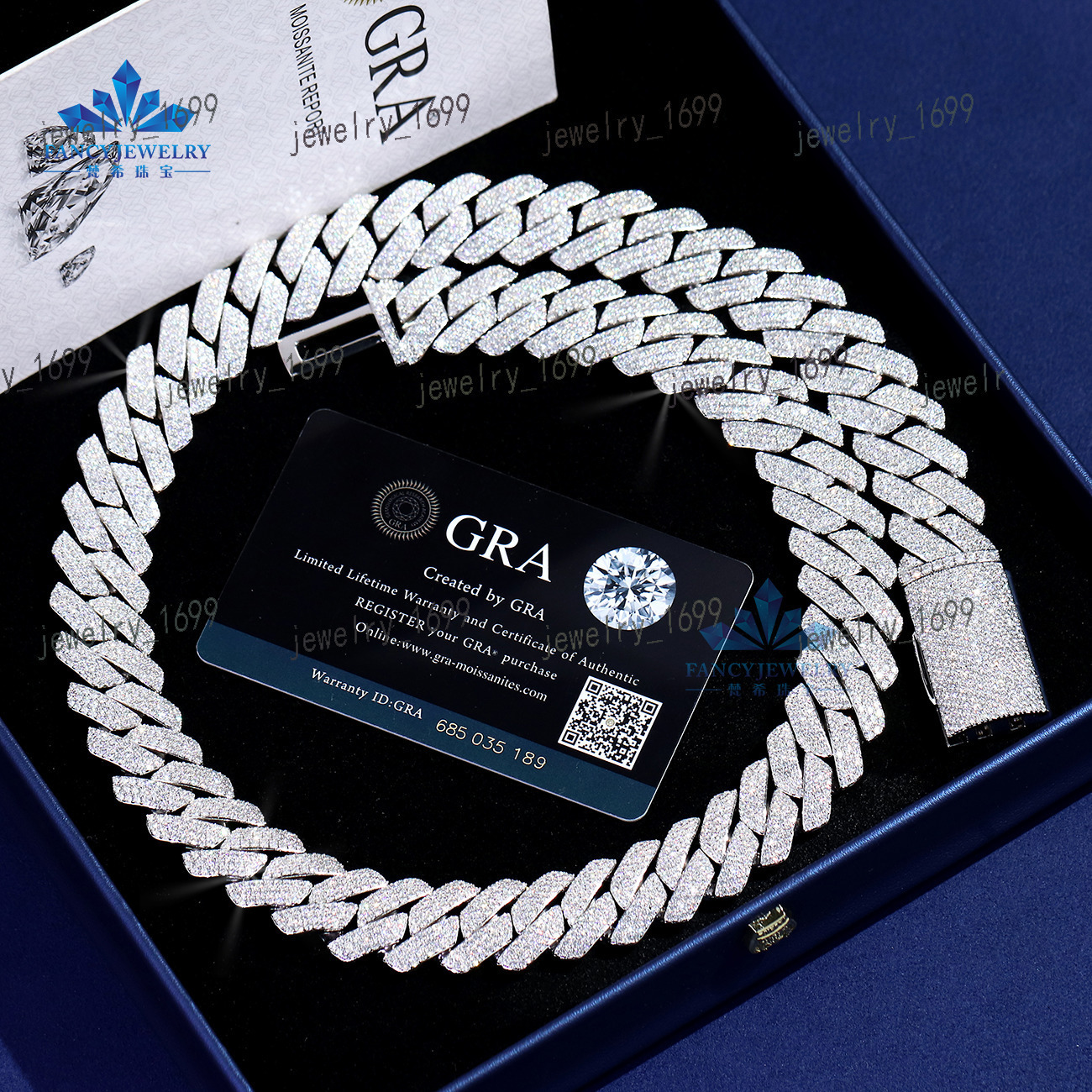 Fast Shipping Pass Diamond Tester 925 Silver 8mm 10mm 12mm Two Rows Iced Out Hip Hop VVS Moissanite Diamond Cuban Link Chain