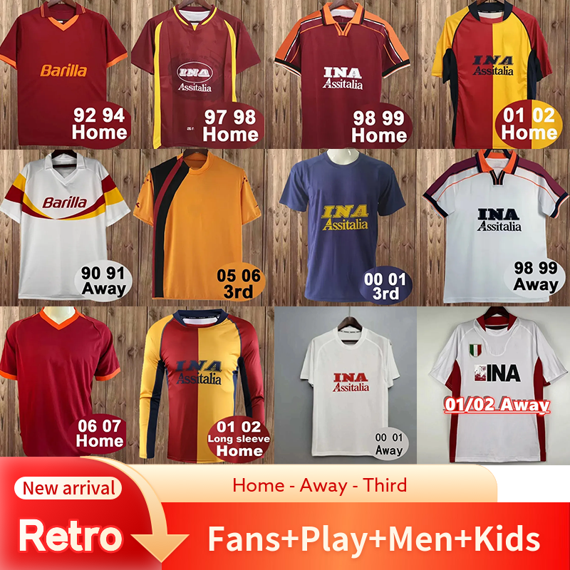 1989 1990 1998 1999 TOTTI NAKATA ROMA Retro Long sleeves Soccer Jerseys 92 94 95 96 97 98 99 00 01 02 05 06 17 18 DE ROSSI TOTTI BATUSTUTA CASSANO STATUTO DZEKO