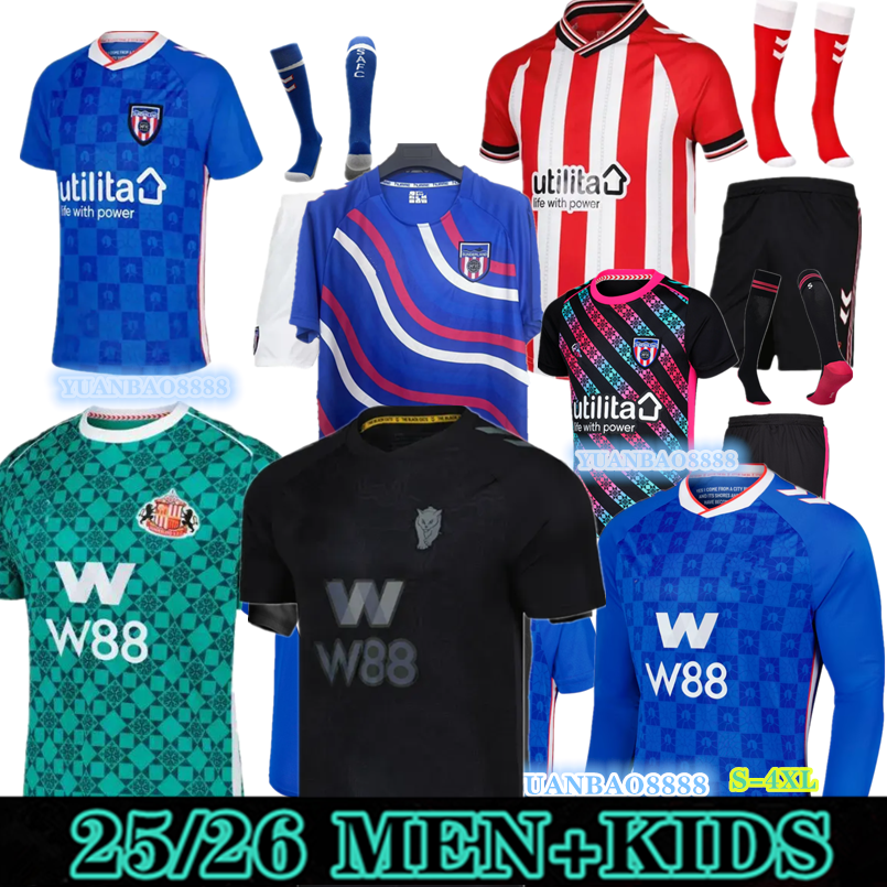 24 25 26 SUNDERLAND Promotion Soccer Jerseys STEWART SIMMS ROBERTS AMAD CLARKE DAJAKU EMBLETON EVANS O'NIEN 2025 2026 Football Shirt PRITCHARD Mens Jersey Kids Kit