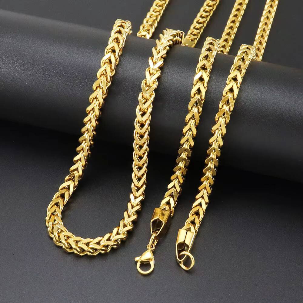 High Quality Fashion Jewelry Wholesale Waterproof 5mm 18K PVD Gold Plated 316 Stainless Steel Franco Chains Necklaces