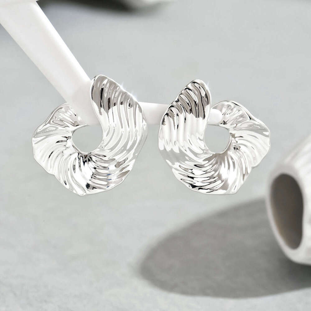 Pleated Texture Earrings for Women, Niche Abstract Design, High-End Sense Stud Earrings, Geometric U-Shaped Ear Jewelry