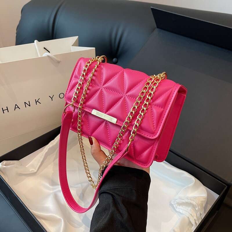 Solid Color Simple Bags Elegant Quilted Embroidery Versatile Korean Style for Women 2025 Designer Autumn New Chain Small Square Bag Trendy