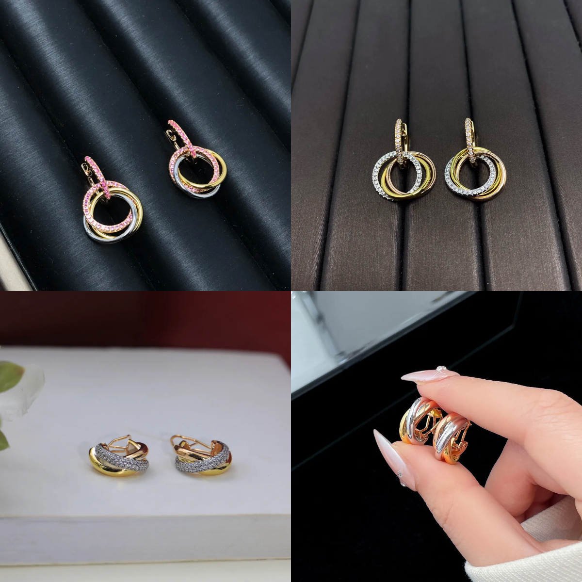 designer earrings 3 color ring earrings gold silver rose gold diamond earring for women fashion jewelrys luxury ear ring christmas birthday gift