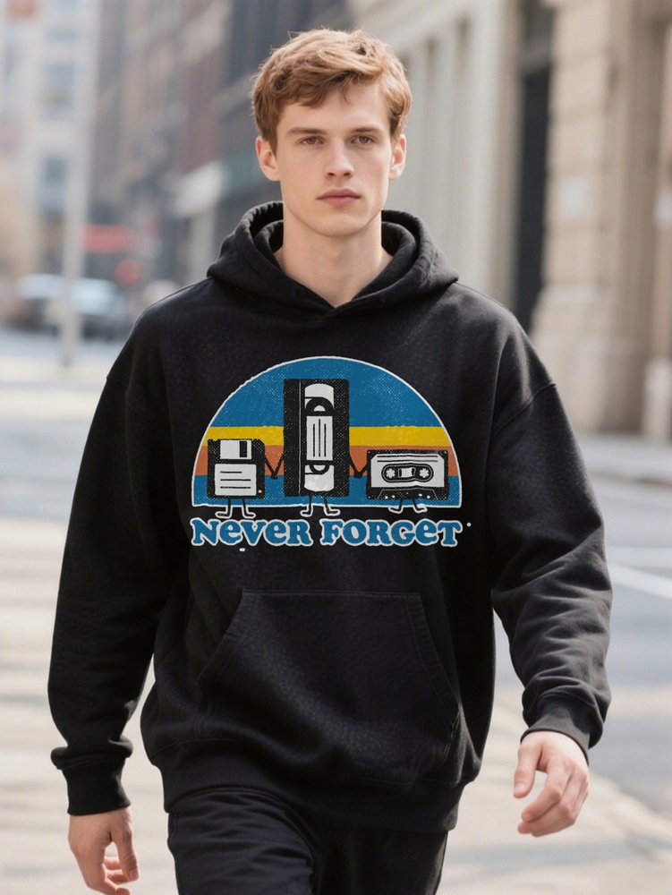 Men S Y K Retro Band Graphic Crew Casual Ee With Vintage Print Slight Hoodie Stretch