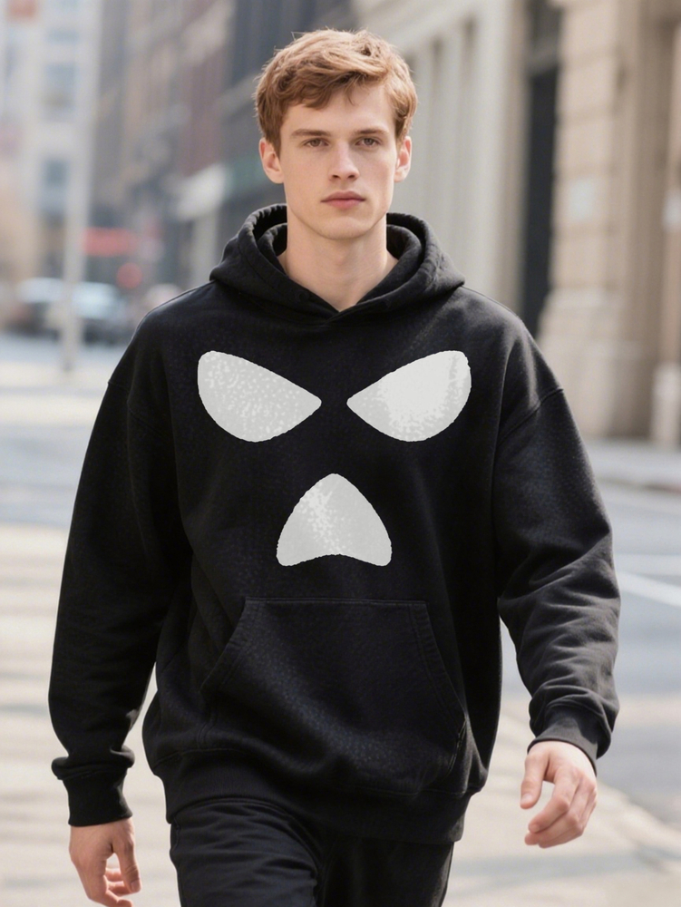 Men s Casual Crew Hoodie Knit Fabric Regular Fit with Vintage Skull Graphic for ee bba46 a3cbd
