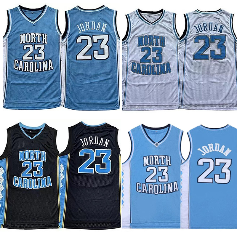 Stitched North Carolina Tarr Heels Basketball Jerseys 23 Michael UNC College Jersey Black White Blue shirt Men