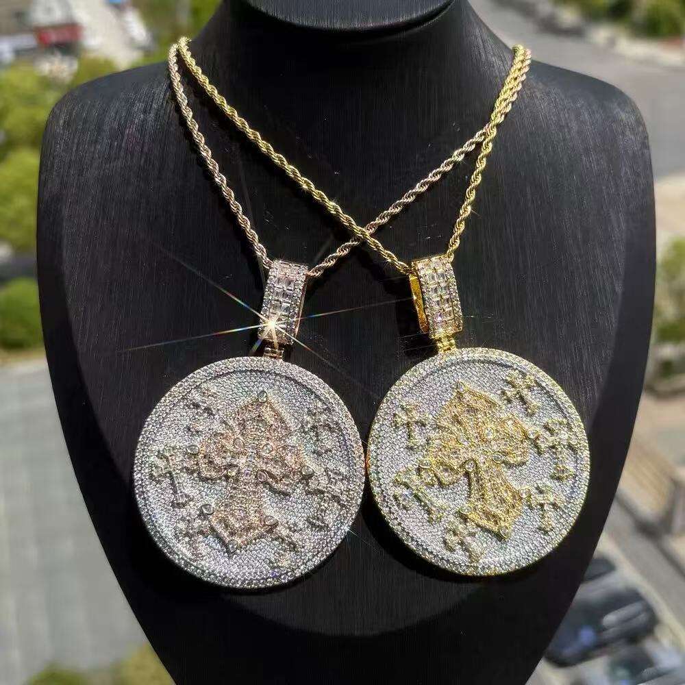 High designer's new pendant14k Gold Touch Round Two-tone Moissanite Pendant| Charm Passes the Tester