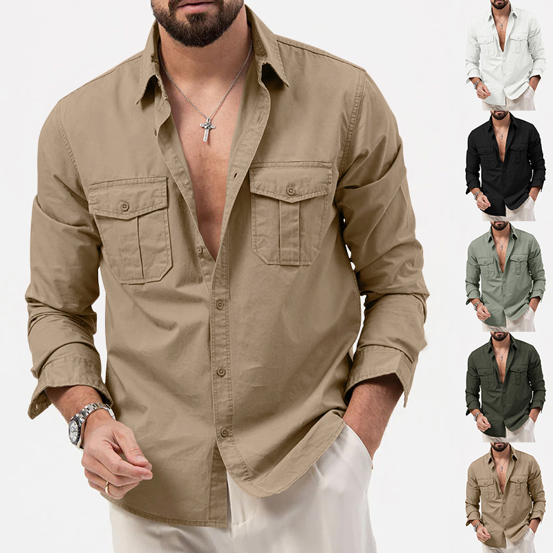 Fall New Fashion Designer Shirt Man Dress Shirt Long Sleeve Slim Fit Button Down 100% Cotton Casual Mens Clothing