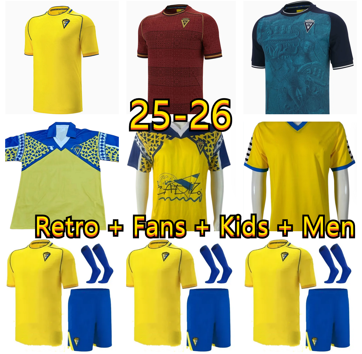 2025 2026 Cadiz soccer jerseys 1991 1992 CADIZ CF LOZANO ALEX LUCAS Bodiger Juan Cala CAMISETA ASCENSO A LIGA SANTANDER MABIL Carnaval men kids football shirts