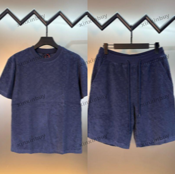 xinxinbuy Men designer Tee t shirt 2025 emboss letter jacquard pattern Towel fabric short sleeve women white black green blue S-XL