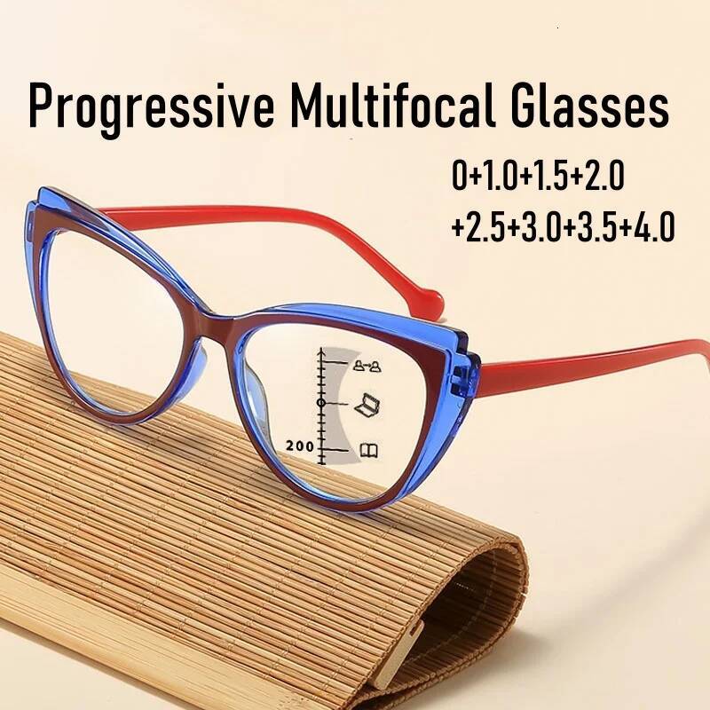 Men Women Vintage Multifocal Reading Unisex High Definition Progressive Glasses Stylish Cat Eye Presbyopia Eyewear ddmythur