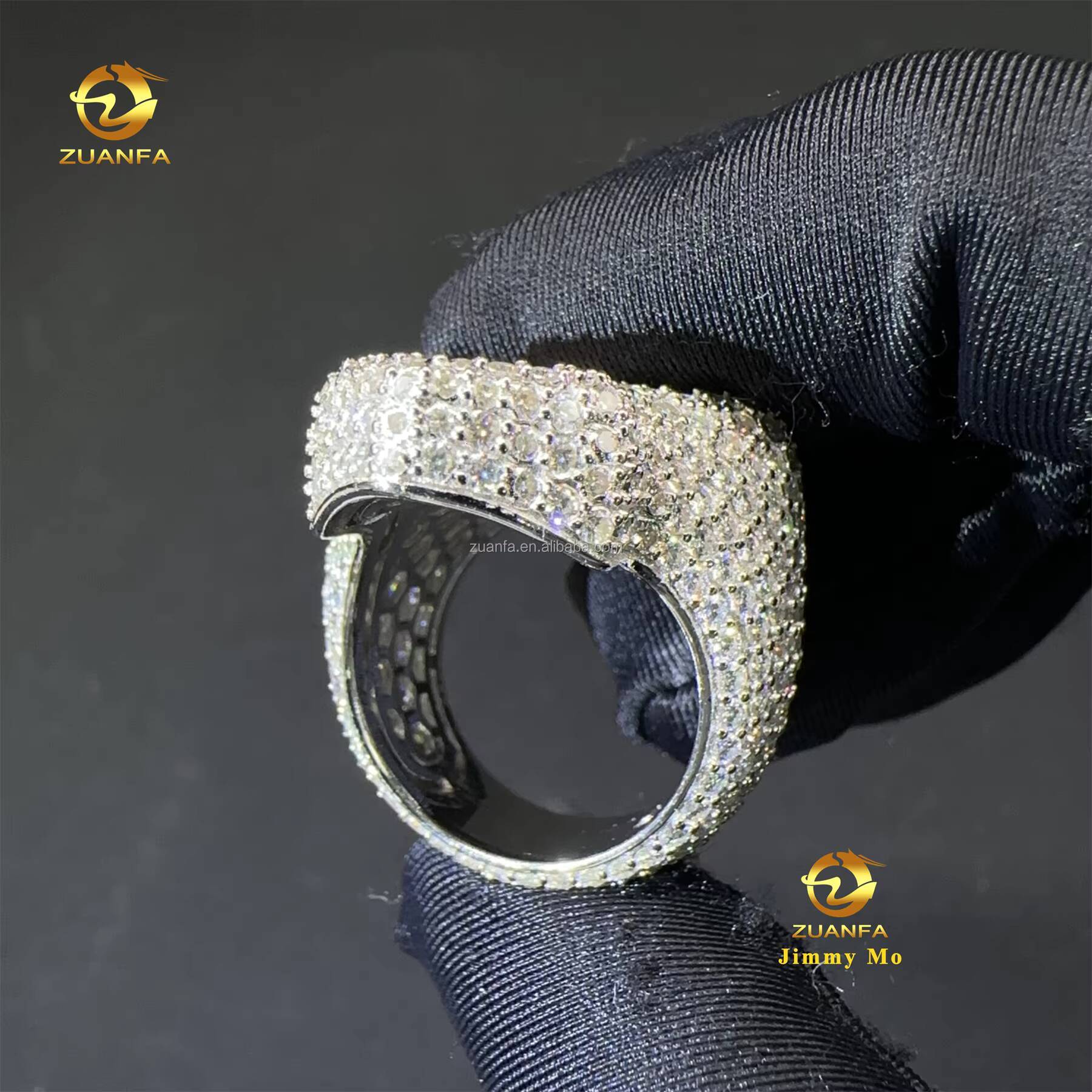 2025New Arrivals Bulk Stock Two Tone Color GRA Certificates Plated 925 Silver Hip Hop VVS1 Moissanite Diamond Cross Ring