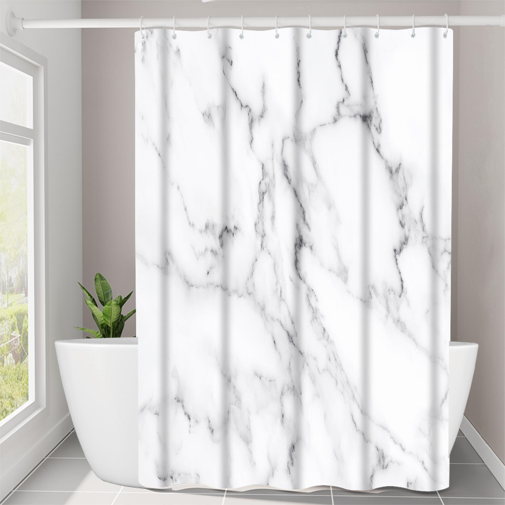 YL-37014 Manufacturers Spot Digital Printed Fabric Shower Curtain Waterproof Thickened Bathroom Partition Curtain with Hook Cross-border Supply