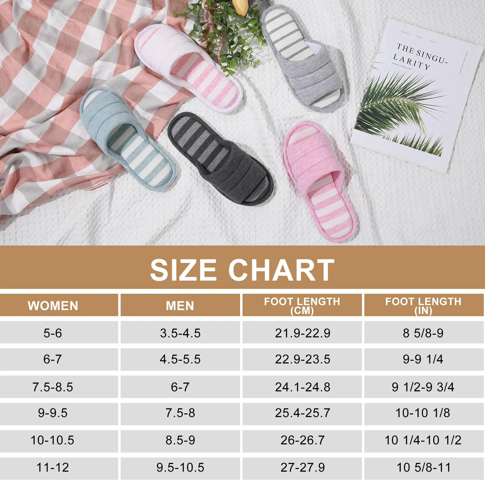 Evshine Indoor Flat House Slippers Soft Memory Foam Women Bedroom Slides Stripe Women Cotton Shoe Women Open Toe Slippers 250815