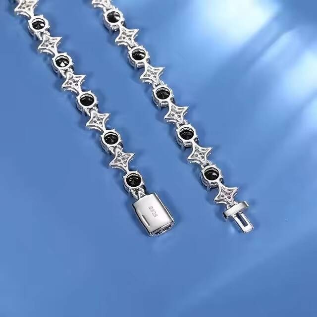 Moissanite Prong Miami Link Chain Necklace 14k silver white Gold Vermeil Over Solid 925 Silver Diamond Tester