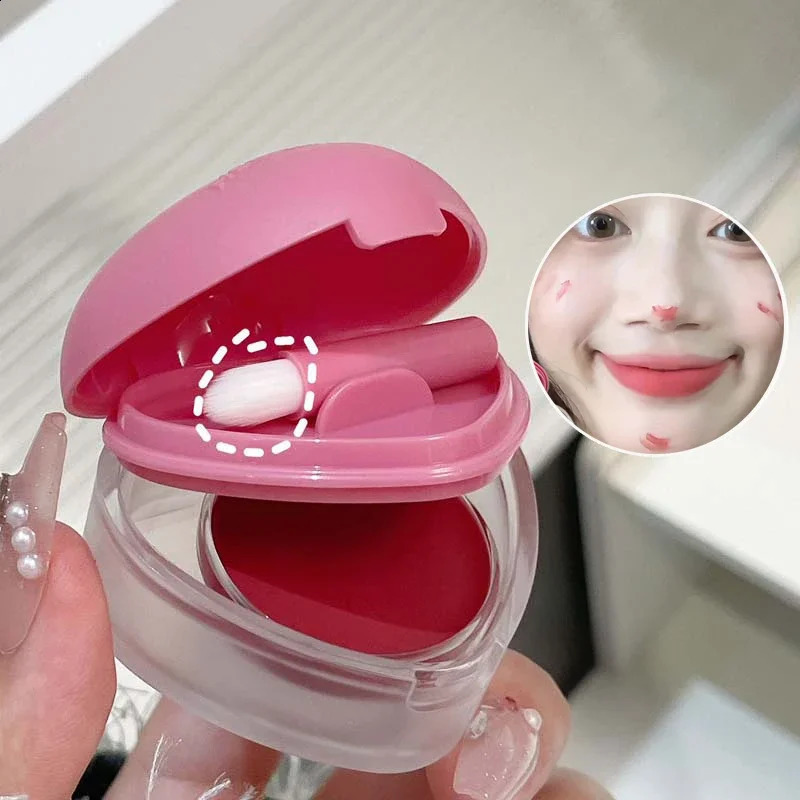 Heart-shaped Blush Cream Lip Cheek Dual-purpose Lip Mud Lipstick Natural Plum Rose Coral Red Matte Monochrome Blusher Cream 250815