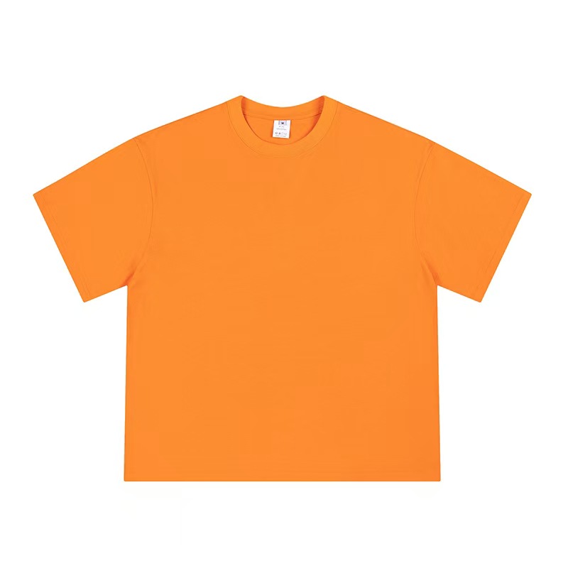 K2107 Heavyweight cotton short-sleeved T-shirt for men and women, breathable basic round neck short-sleeved women's top, loose casual solid color