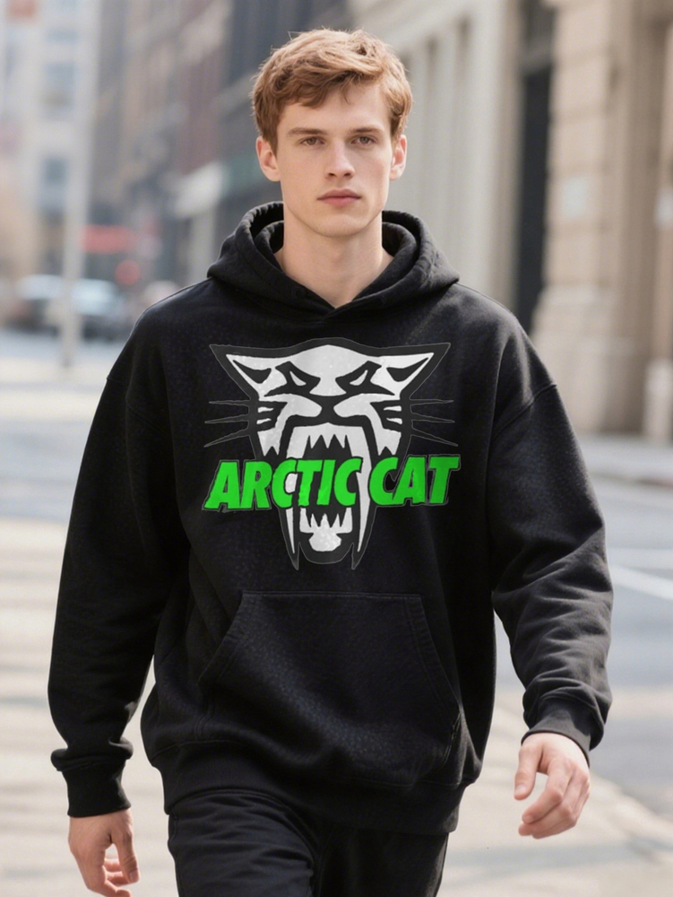 Hoodie Arctic Cat Men's Graphic Soft Breathable Cotton with Bold ARCICCA Print Design Black by
