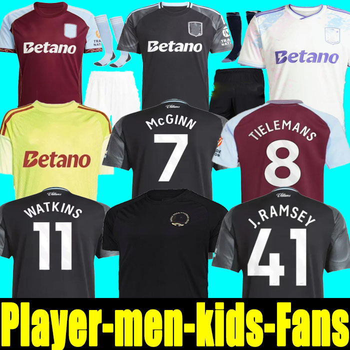 25/26 RASHFORD Soccer Jerseys ASENSIO BAILEY WATKINS KAMARA ONANA 2025 2026 Football Shirt TIELEMANS MCGINN AsTOnS CARLOS VeraS men kids kits sets S-2XL