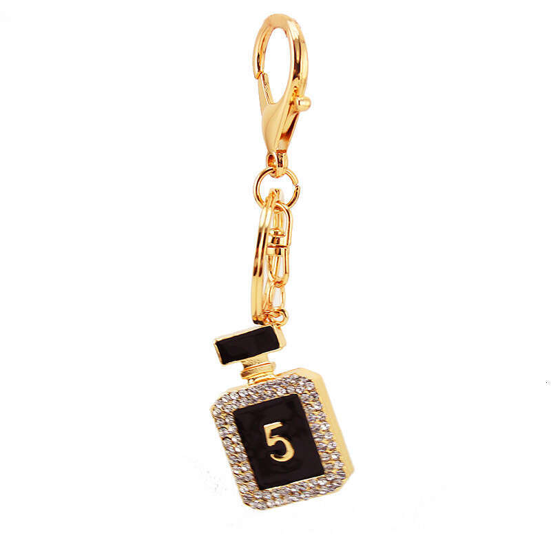 Rhinestone Jewelry 5 Letter Perfume Bottle Car Women's Bag Accessories Keychain Metal Pendant Gift for Girlfriend 917