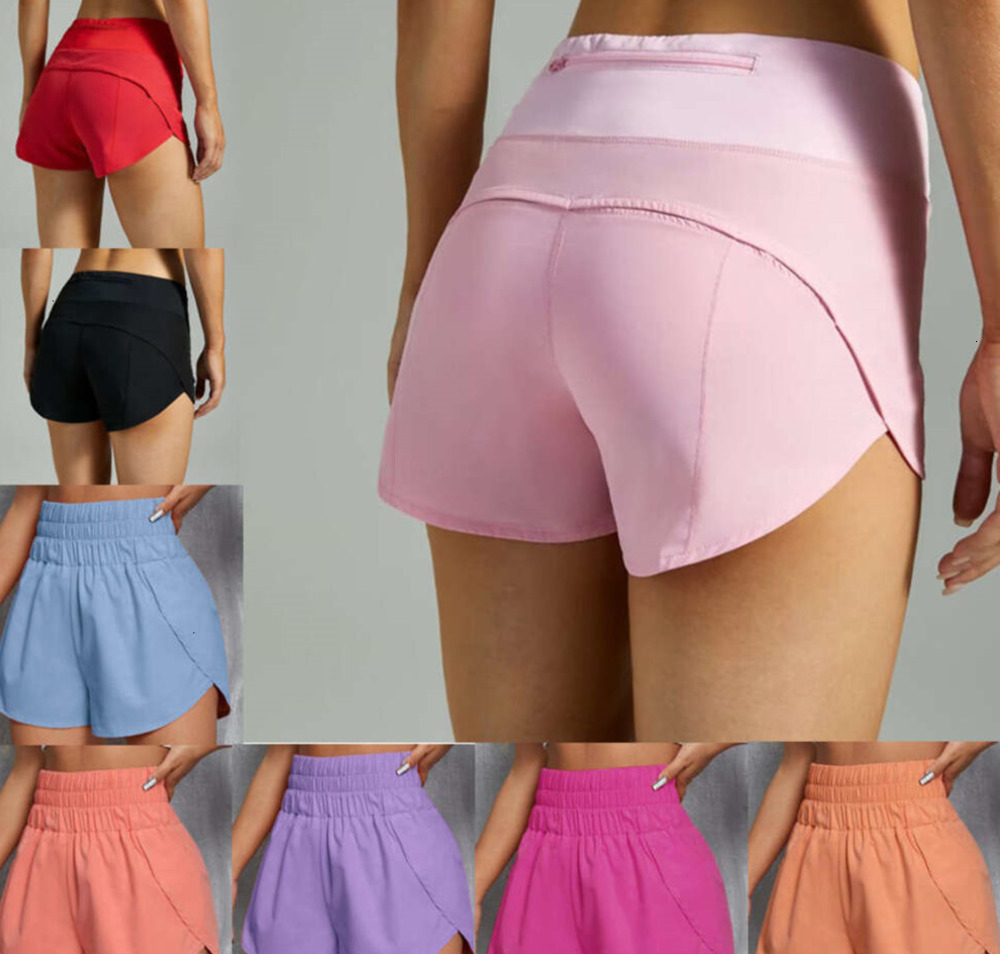2025 Yoga pants Speed Up High-Rise Lined Short Waist Sports Shorts Womens Set Quick Drying Loose Running Clothes Back Zipper Pocket Fitness short przx