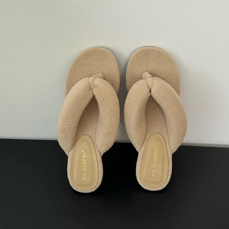 Footwear Flock Women Wedges Slippers Flip flops Shoes Fashion Round Toe Ladies Wedges Slippers Shoes Female Sandals Slides 250815