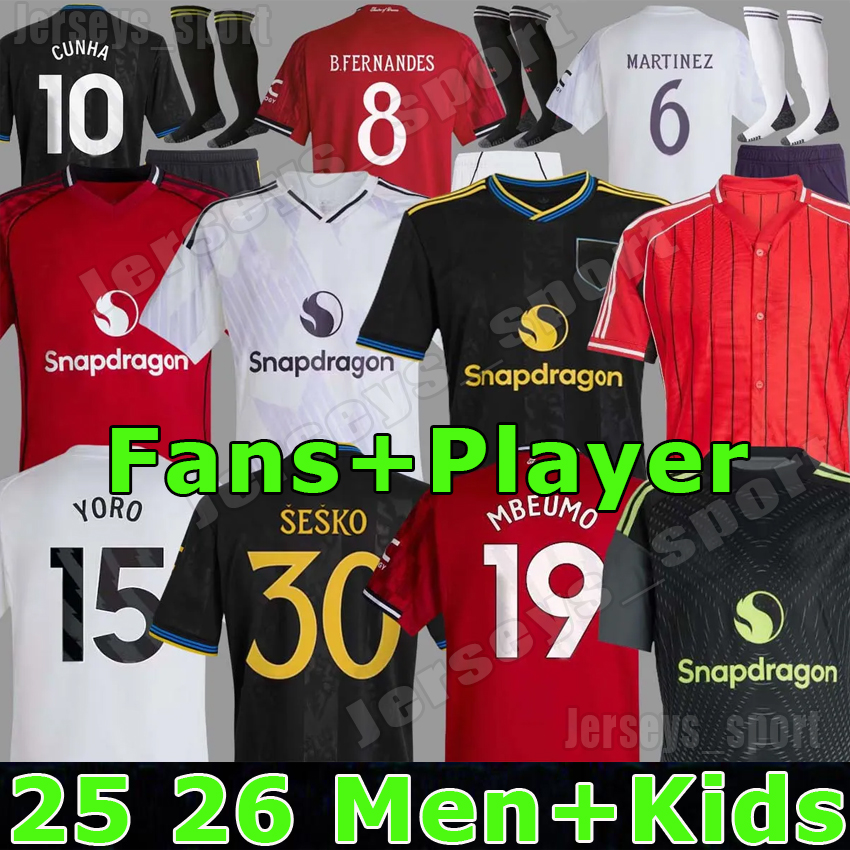 25 26 Sesko YORO 4XL Stone Roses Soccer Jerseys CUNHA AWAY GARNACHO HOJLUND George MARTINEZ CASEMIRO UNTED Lunar third 2025 football shirt fans B. FERNANDES MBEUMO
