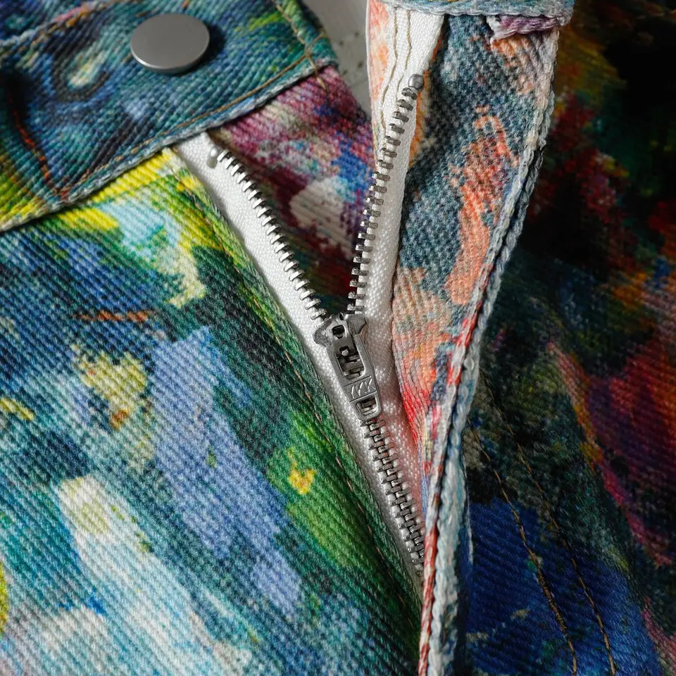 Street Style Graffiti Baggy Jeans Men Distressed Rainbow Random Painting Pattern Straight Wide Leg Pants Hiphop Y2k Trousers 250815