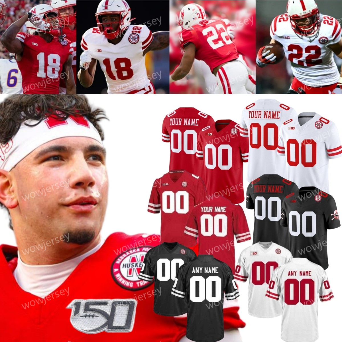 2025 Nebraska Cornhuskers Dylan Raiola Football Jersey Dasan McCullough Dane Key Janiran Bonner Nyziah Hunter Jacory Barney Jr. Emmett Johnson Heinrich Haarberg