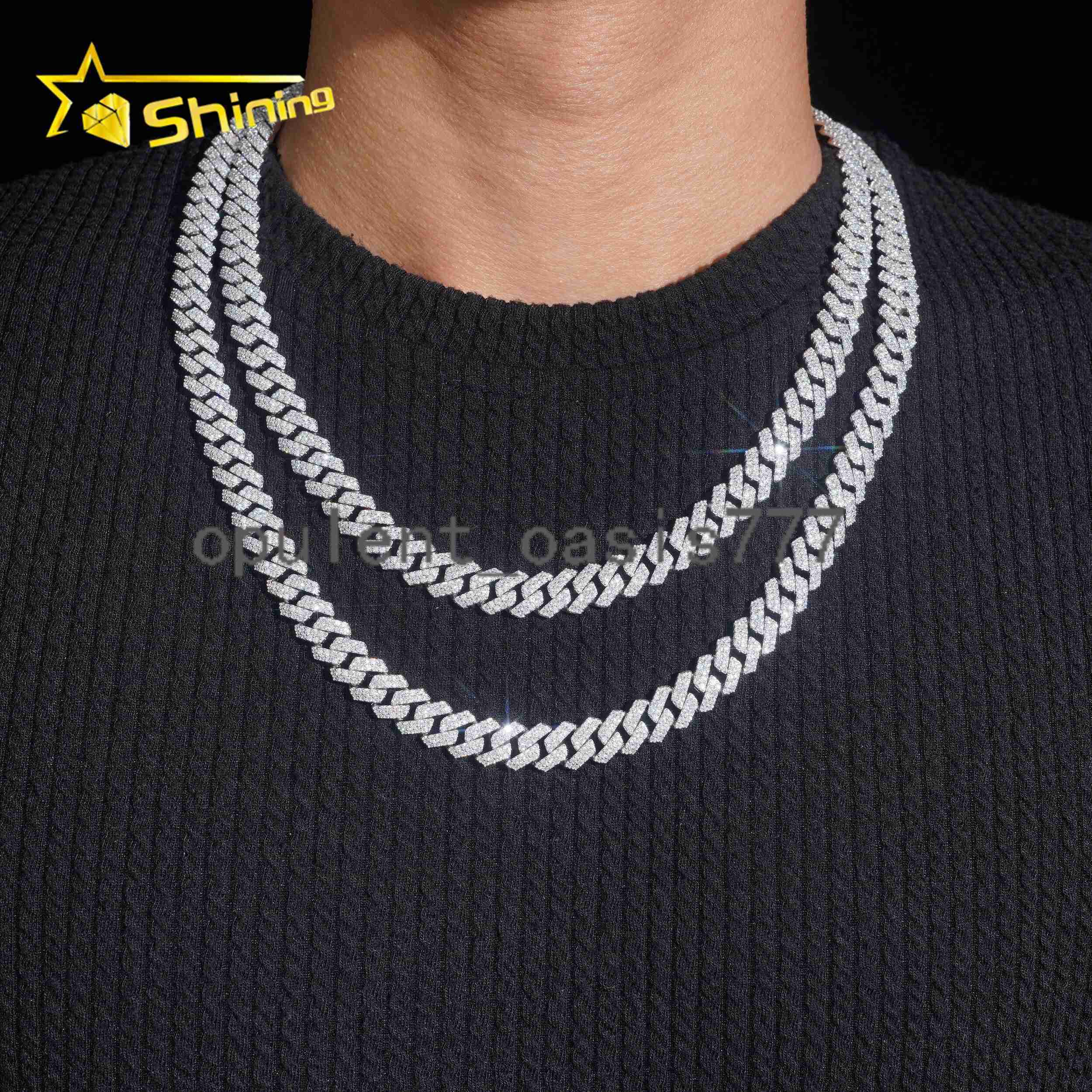Local Stock Fast Shipping 10mm 925 Silver Iced Out Hip Hop GRA Certificate Moissanite Cuban Link Chain