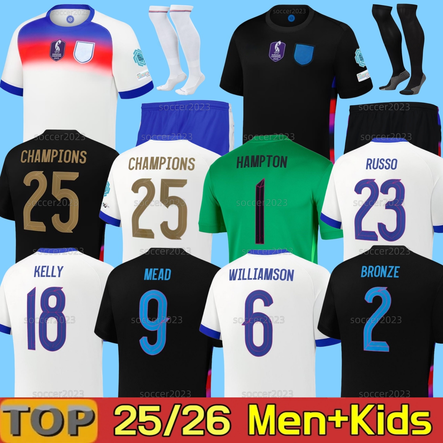 2025 England Soccer Jersey WILLIAMSON Men Women Kids KANE BELLINGHAM RUSSO MEAD AGYEMANG MEAD RICE PICKFORD 24 25 26 National Team Football Shirt Bronze FODEN Saka