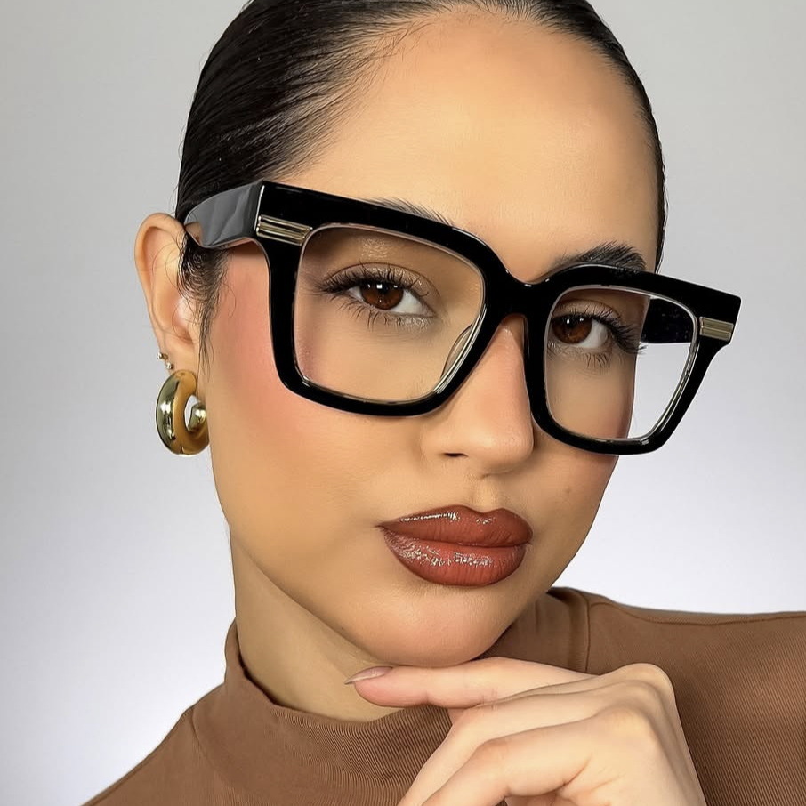 2025 Square Over sized Blue Light Glasses Trendy Non Prescription Frames for Women