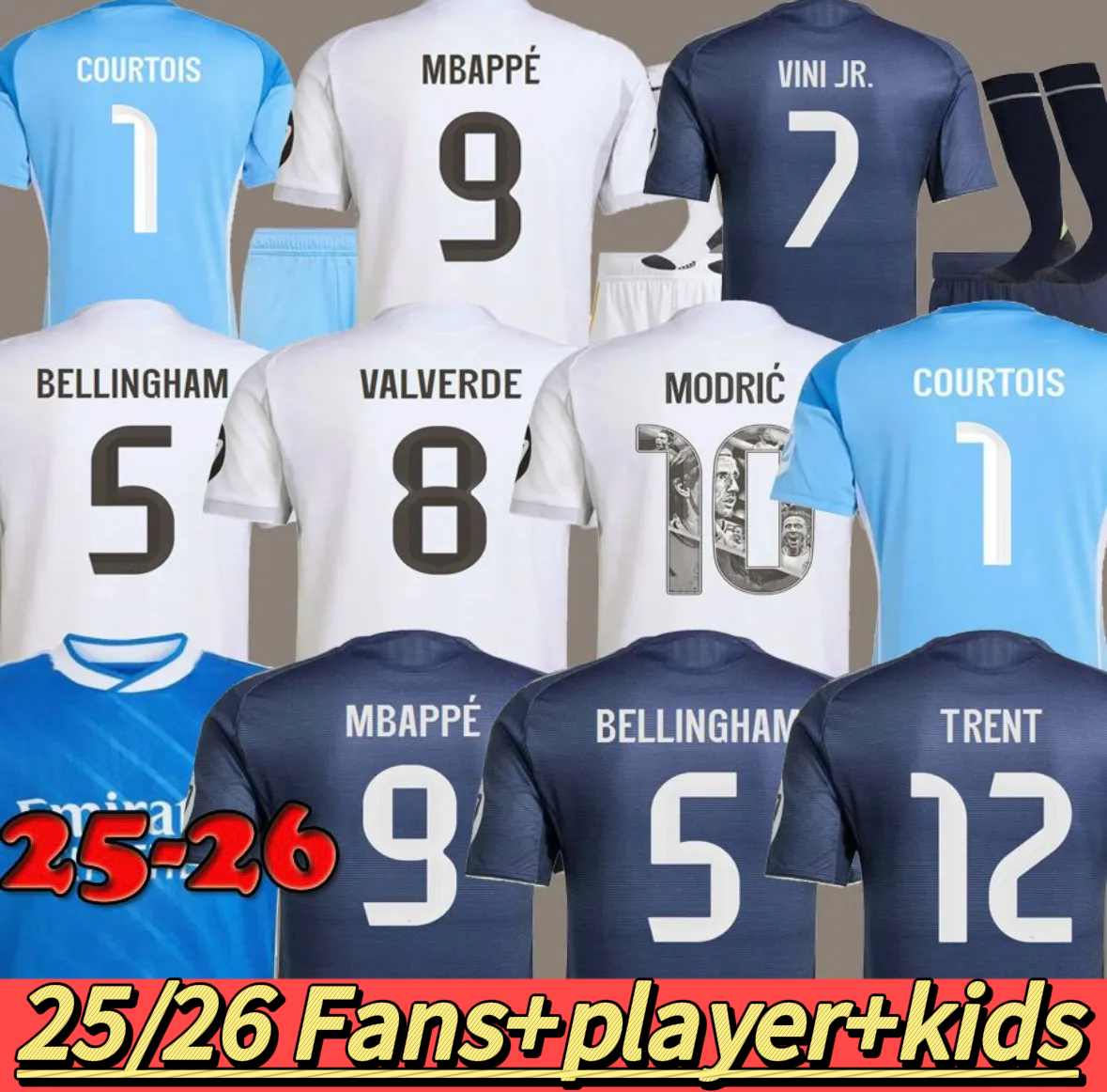 BELLINGHAM MBAPPE soccer jerseys VINI JR TRENT VALVERDE RODRYGO MODRIC Football jersey kit 25 26 CAMAVINGA Children Kids Shirt kits Camiseta