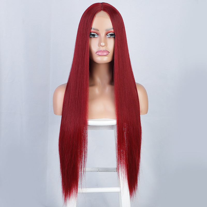 360 Lace Front Straight Human Hair Wig Brazilian 32 Inch Synthetic Front Closure Wig for Women j6