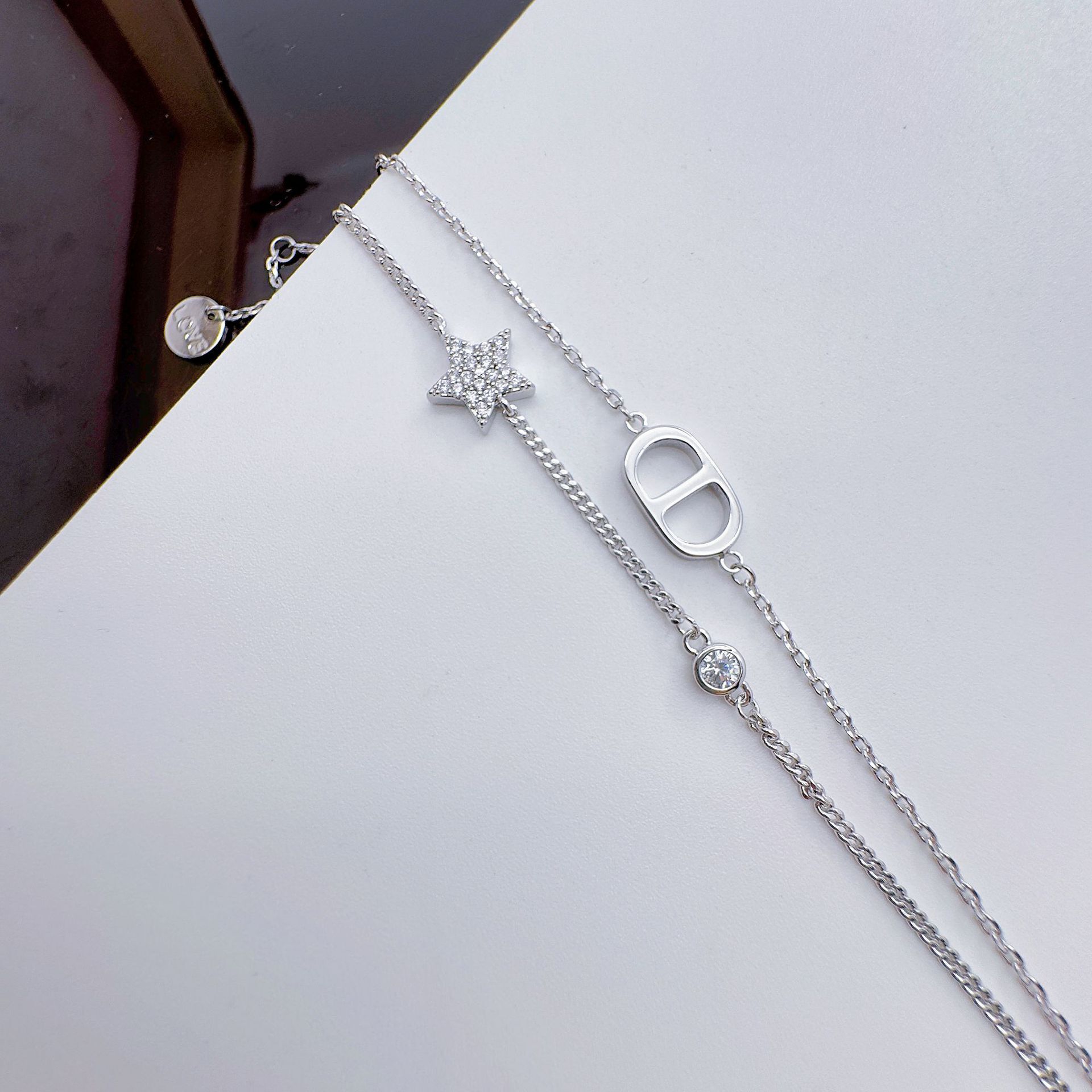 New Style High-End Bracelet Light Letter Pig Nose Star Inlaid Dia Double Layer Hand Jewelry