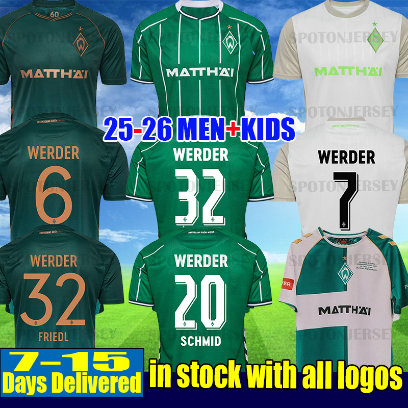 3xl 4XL Werder Bremen Jerseys 2025 2026 football shirts men kids shirt retro 2001 jerseys 1994 95 Bremen retro green jerseys 96 97 Trikot FRIEDL SCHMID STAGE MBANGULA