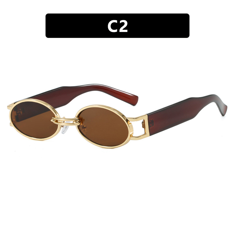 2025 Oval Metal Sunglasses Minimalist Retro Shades for Women Trendy Vacation Street Style